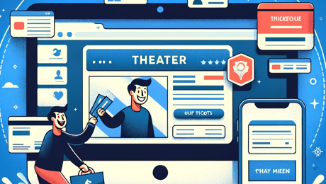 DALL·E 2024 01 19 15.41.03 An Illustration Depicting The Concept Of Optimizing Theater Ticketing Processes. The Image Shows A Modern, User Friendly Theater Website Interface On